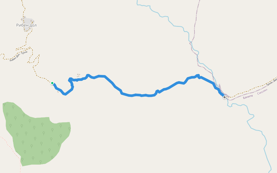 Тухла - Безводно walking route map in Smolyan