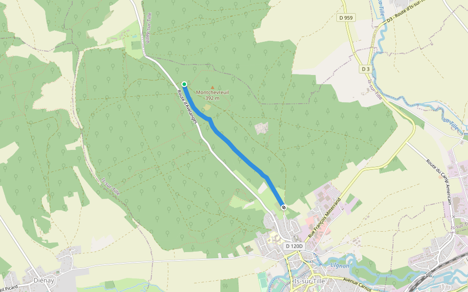 Chemin des Vaches walking route map in Is-sur-Tille