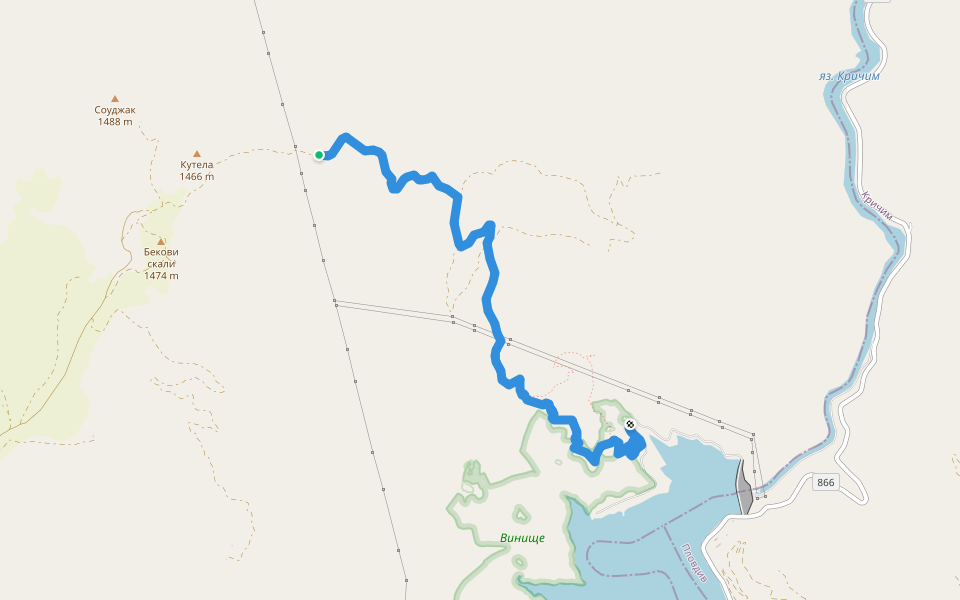Равногор - яз. "Въча" walking route map in Ravnogor