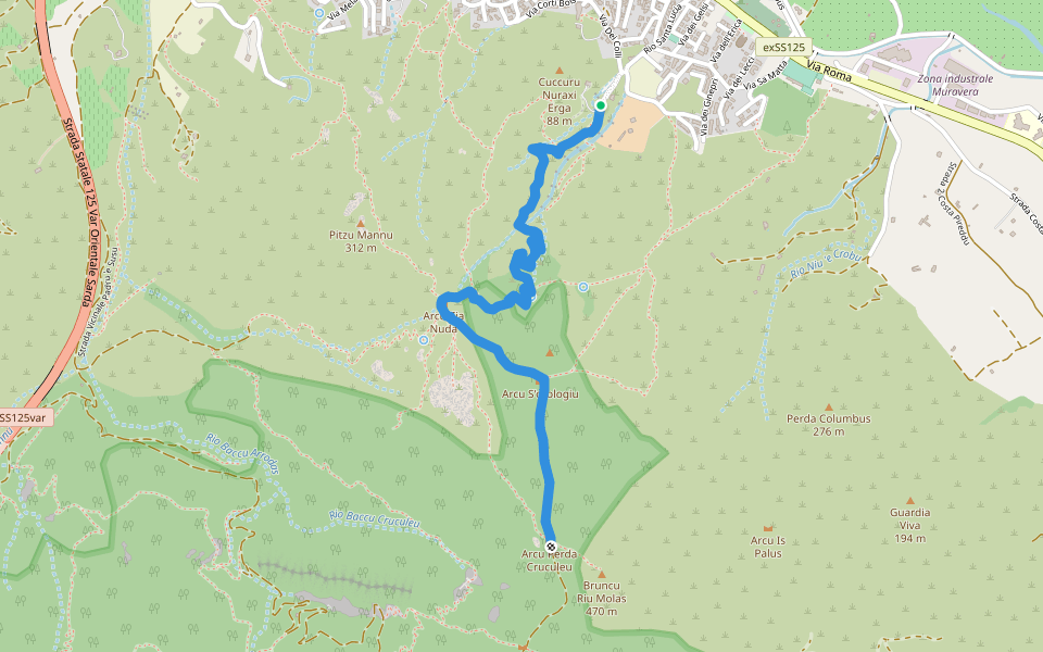 202 Su Crucculeu walking route map in Muravera