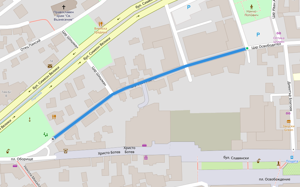 Цар Освободител walking route map in Madara