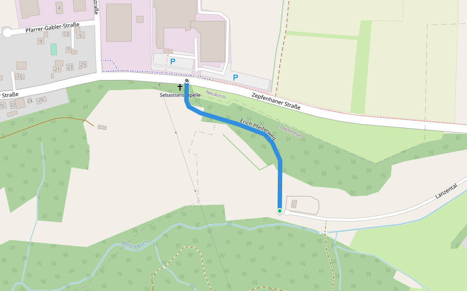 Erich Pfeiferweg walking route map in Rottweil