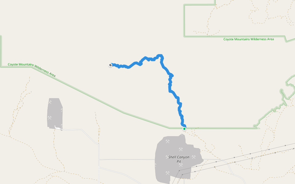 Fossil Canyon walking route map in Ocotillo