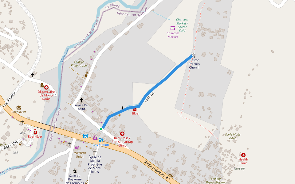 Cacouyo walking route map in Montrouis