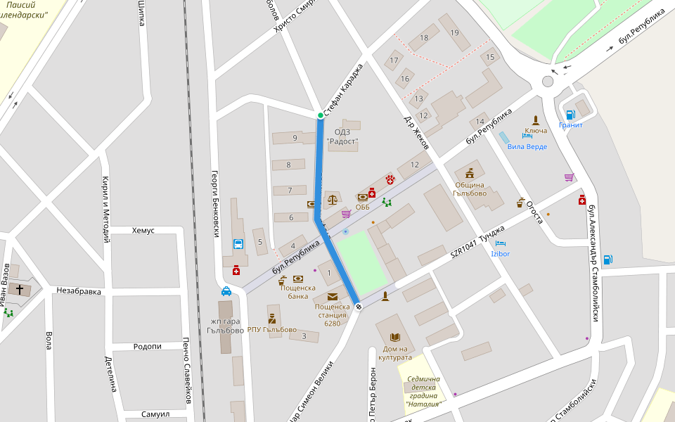 Стефан Стамболов walking route map in Galabovo