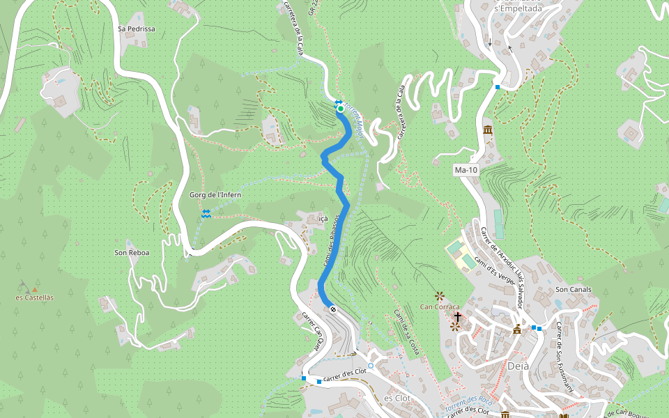 camí des Ribassos walking route map in Deià