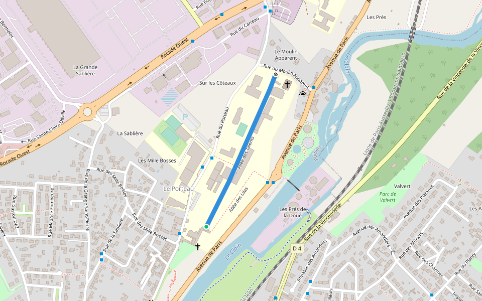 Allée des Talents walking route map in Poitiers