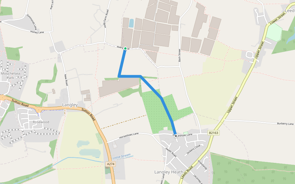 KH363 walking route map in Langley