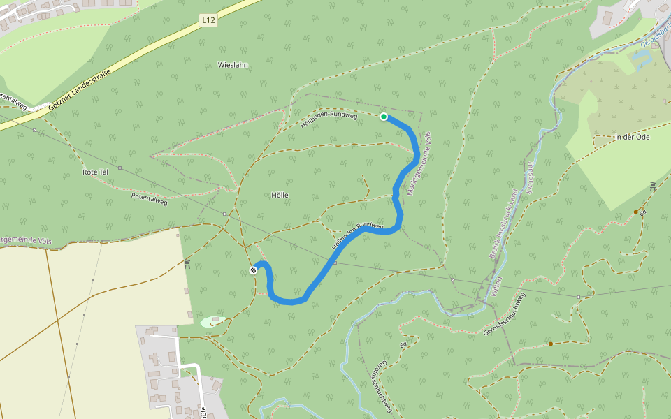 Höllboden-Rundweg walking route map in Völs