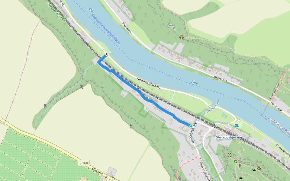 Hochwasserweg walking route map in Pirna