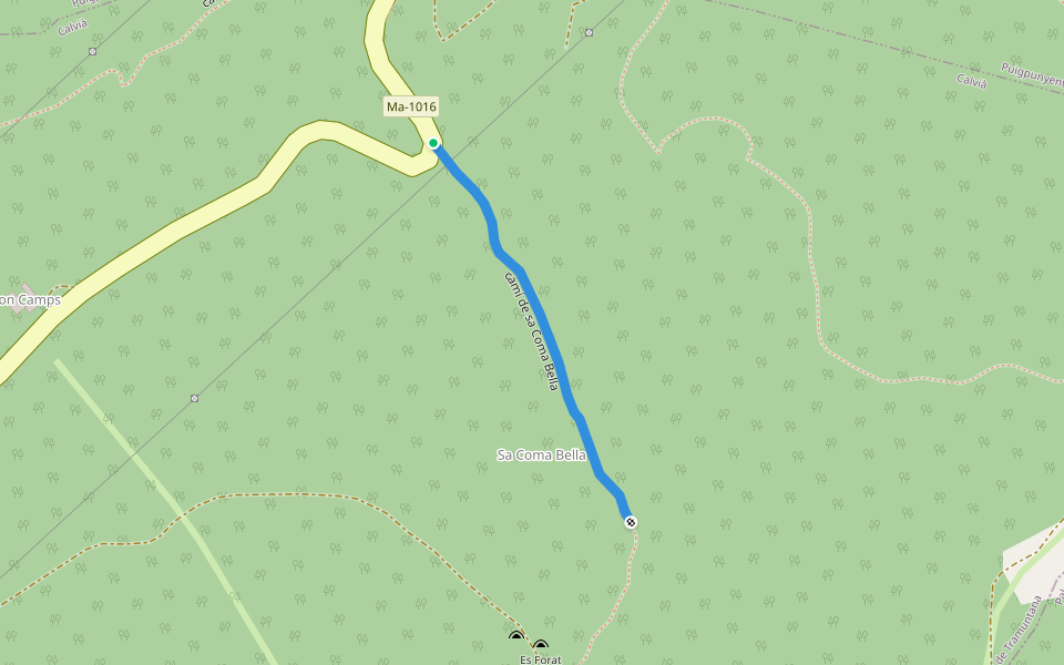 camí de sa Coma Bella walking route map in Calvià