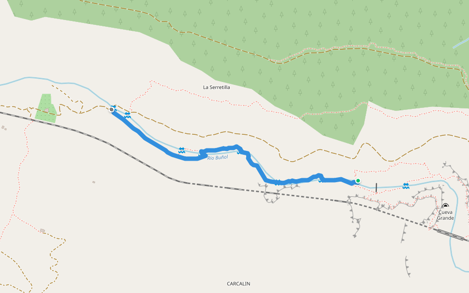 Barranco de Carcalin walking route map in Buñol