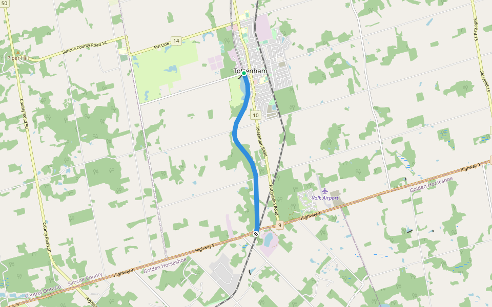 New Tecumseth Trail walking route map in New Tecumseth