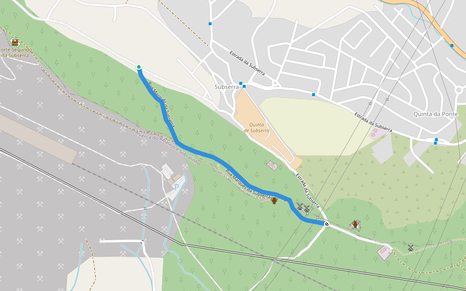 Rua Marquês da Subserra walking route map in São João dos Montes