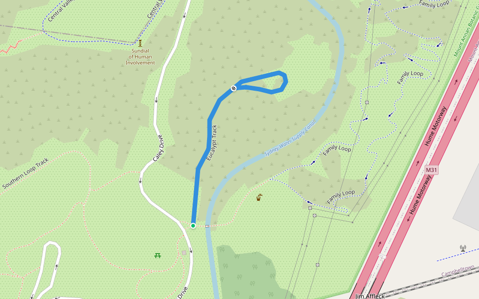 Eucalypt Track walking route map in Mount Annan