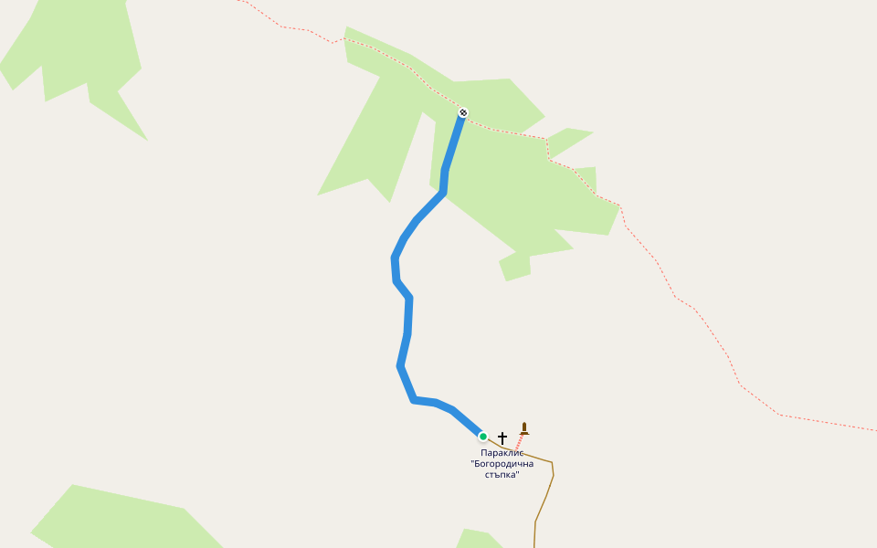 Богородична стъпка - вр. Голям Кайряк walking route map in Novo Selo