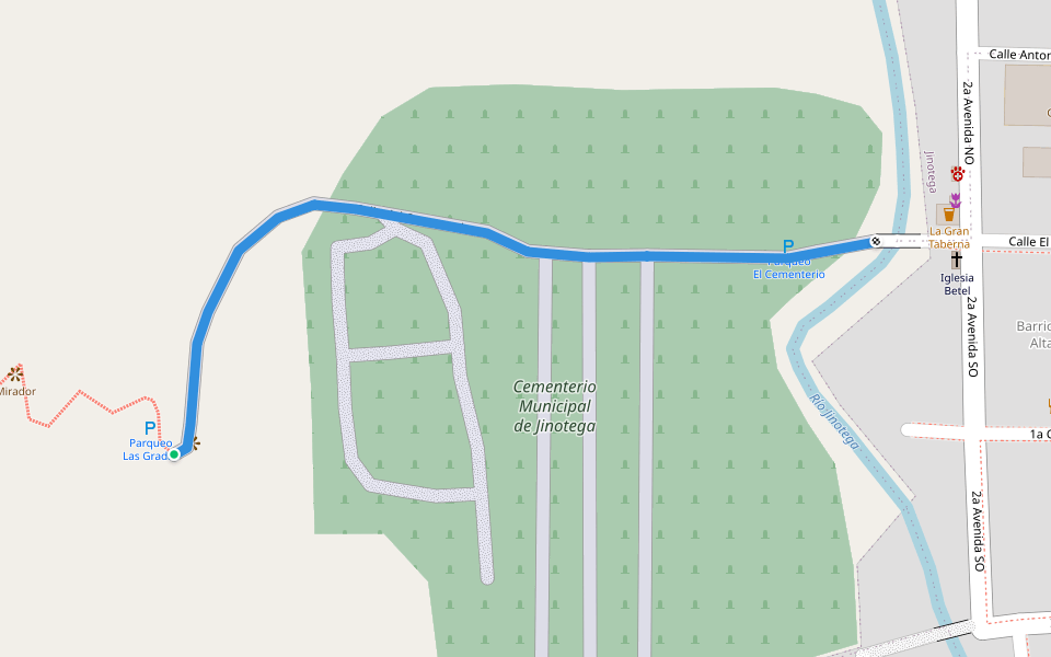 Calle del Cementerio walking route map in Lugar Quebrada Seca