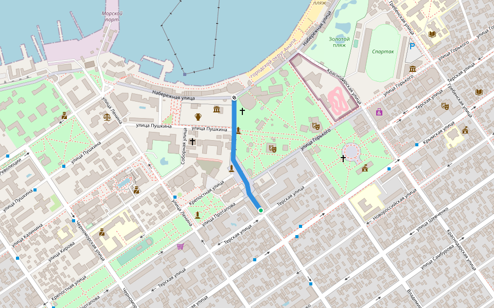 Астраханская улица walking route map in Anapa