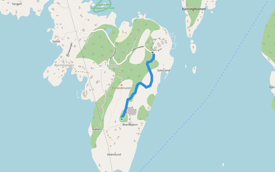 Blåløypa walking route map in Skåtøy