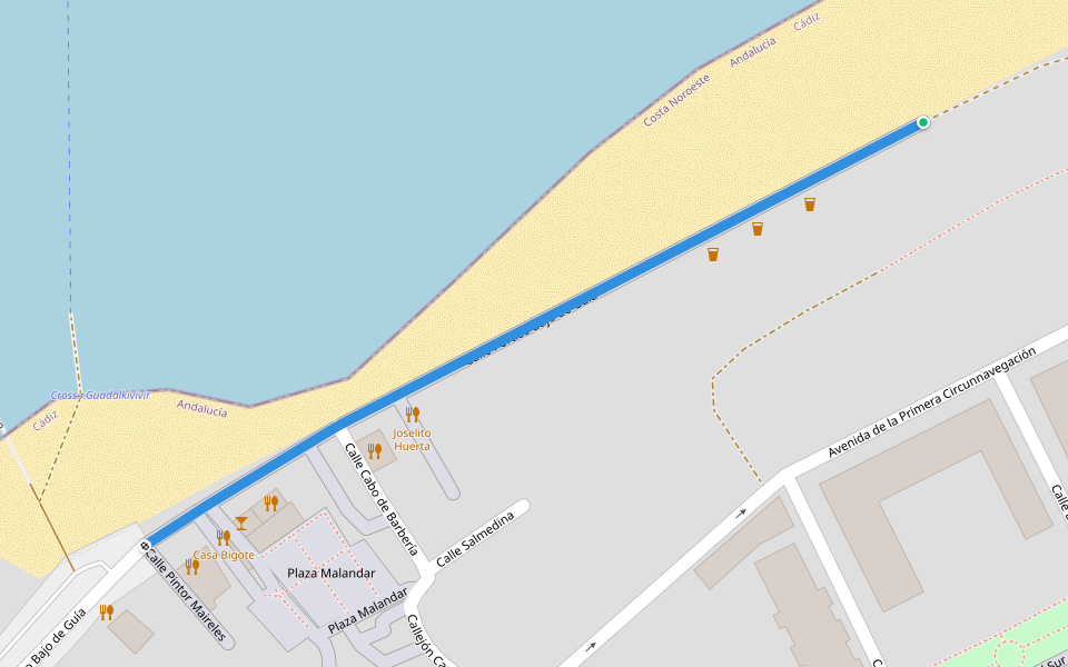 Calle Pórtico Bajo de Guía walking route map in Sanlúcar de Barrameda