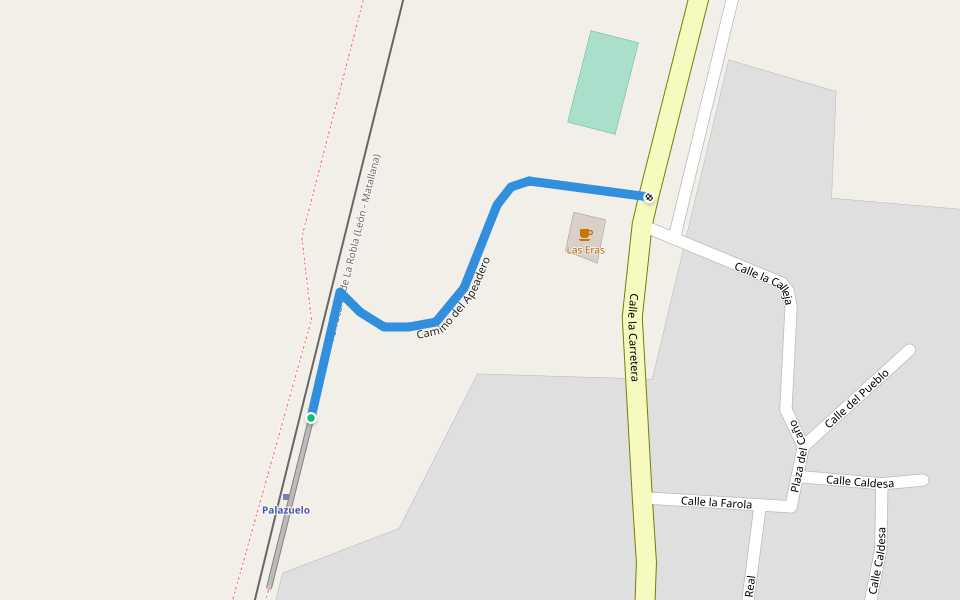 Camino del Apeadero walking route map in Garrafe de Torío