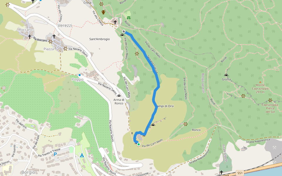 Sentiero Cultura walking route map in Borgio