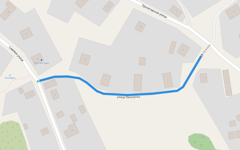 улица Пятилетки walking route map in Lyubytino