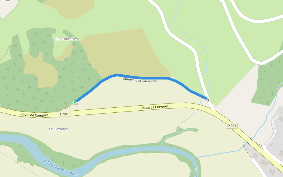 Chemin des Gazannes walking route map in Nauviale