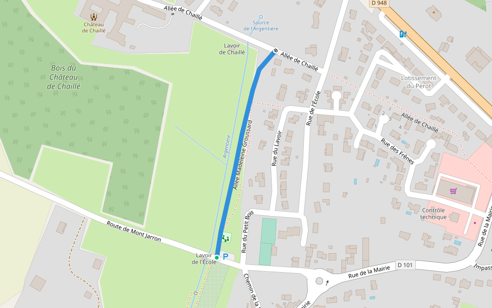 Allée Madeleine Groussard walking route map in Melle