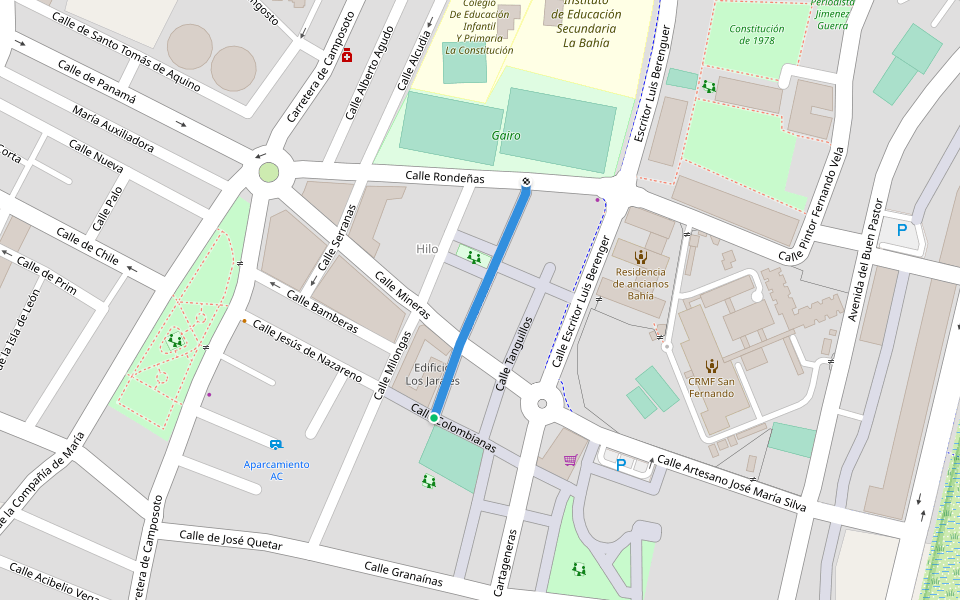Calle Tarantos walking route map in San Fernando