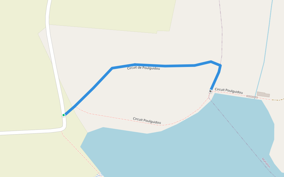 Circuit de Poulguidou walking route map in Mahalon