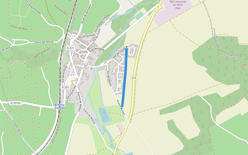 Chemin du Breuil walking route map in Avenay-Val-d'Or