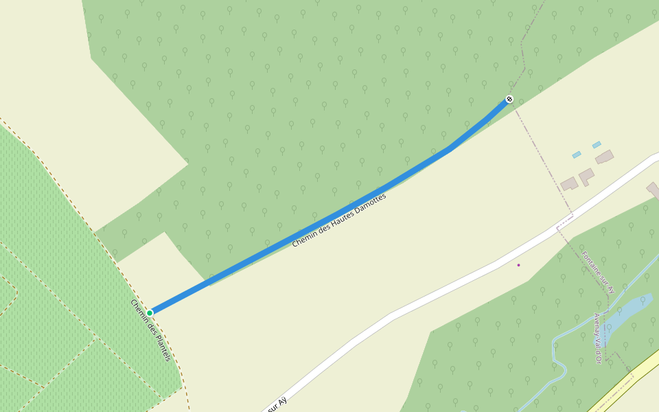 Chemin des Hautes Damottes walking route map in Avenay-Val-d'Or