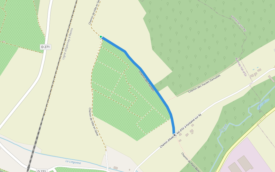 Chemin des Plantels walking route map in Avenay-Val-d'Or