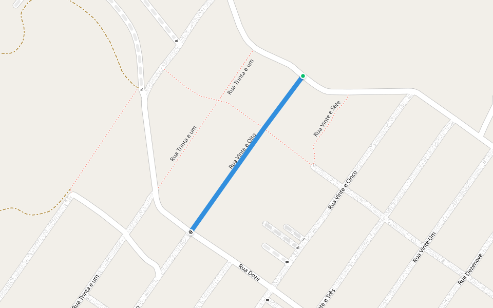 Rua Vinte e Oito walking route map in Cidade Ocidental