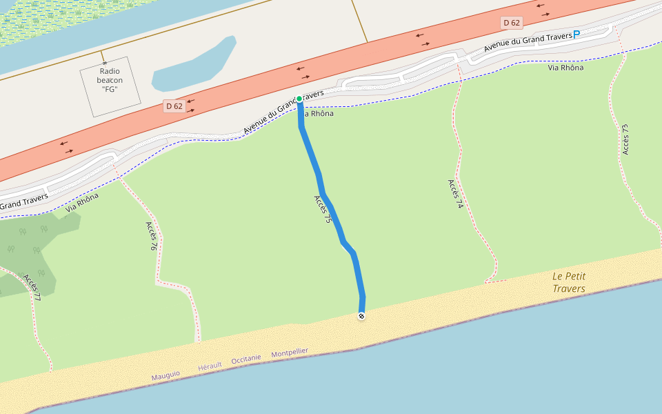 Accès 75 walking route map in Mauguio