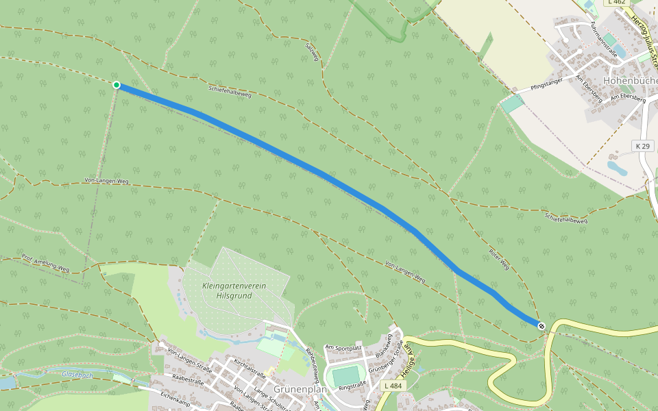 Hils-Kammweg walking route map in Delligsen