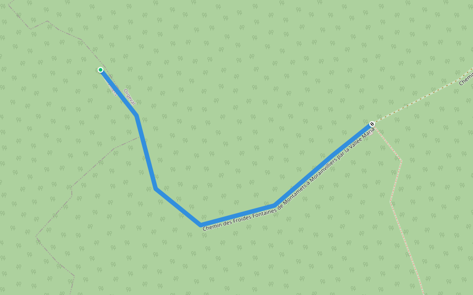 Chemin des Froides Fontaines de Montamets à Morainvilliers par la Vallée Maria walking route map in Orgeval