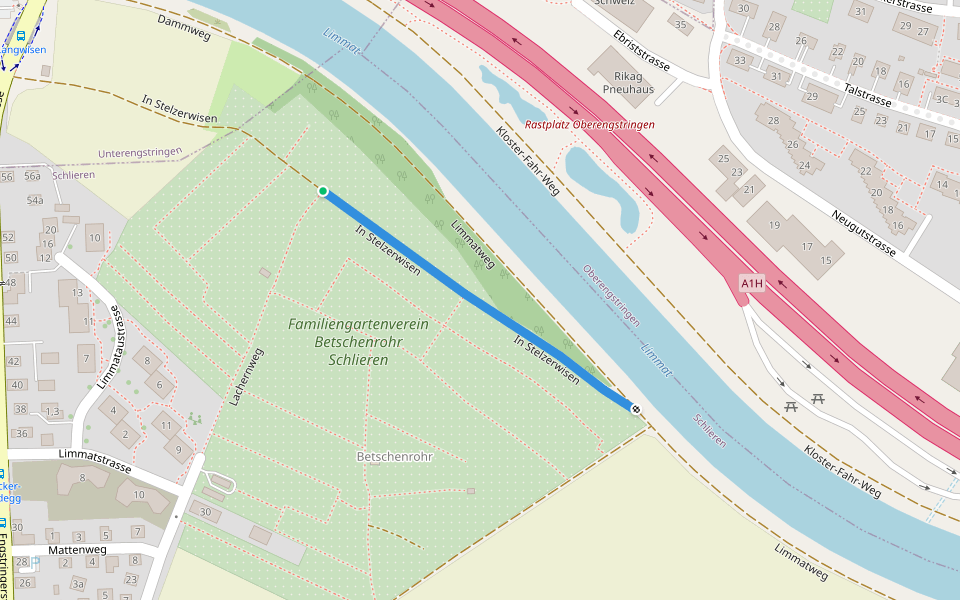 In Stelzerwisen walking route map in Schlieren
