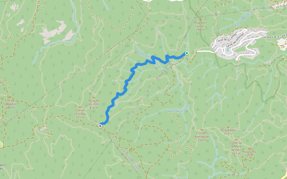 Camí de la Murtra walking route map in Sant Feliu de Guíxols