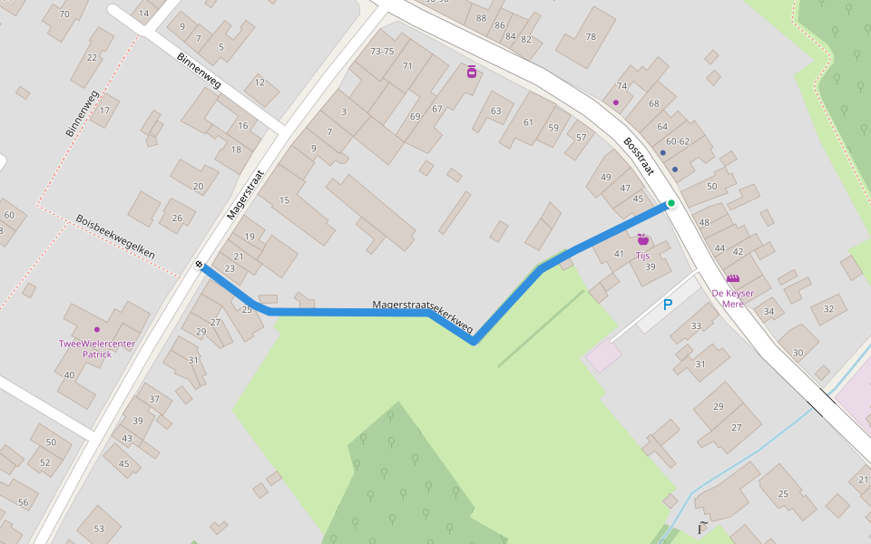 Magerstraatsekerkweg walking route map in Erpe-Mere