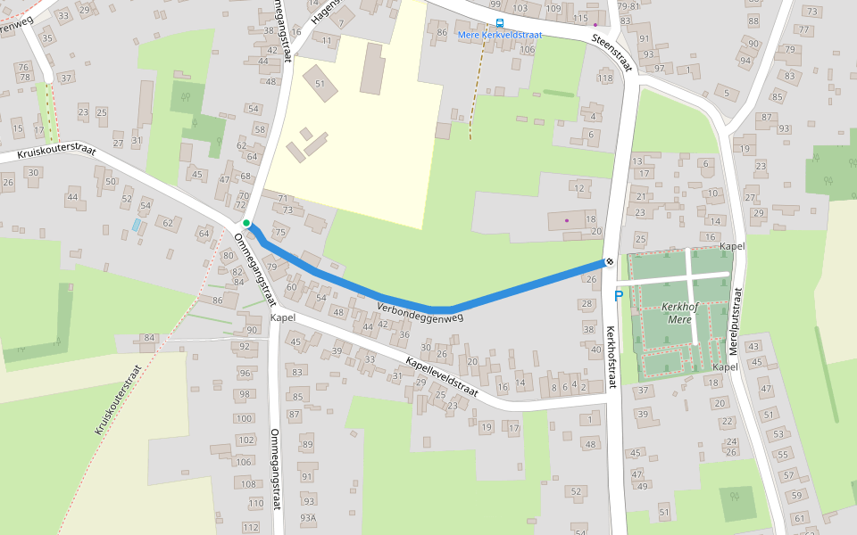 Verbondeggenweg walking route map in Erpe-Mere