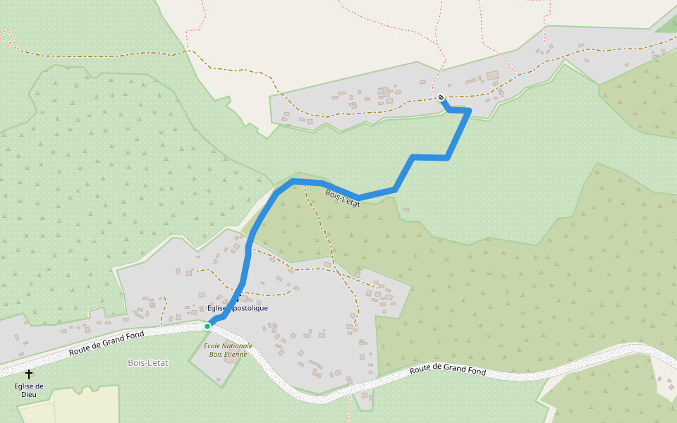 Bois-L'etat walking route map in Saint-Marc