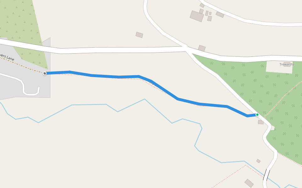 Lovers Lane walking route map in Crackington Haven