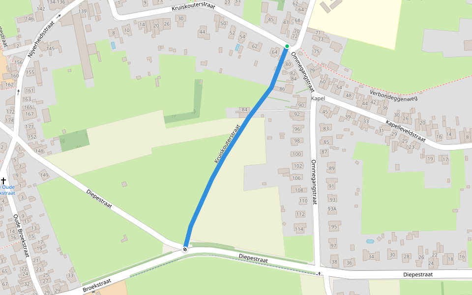 Kruiskouterstraat walking route map in Erpe-Mere