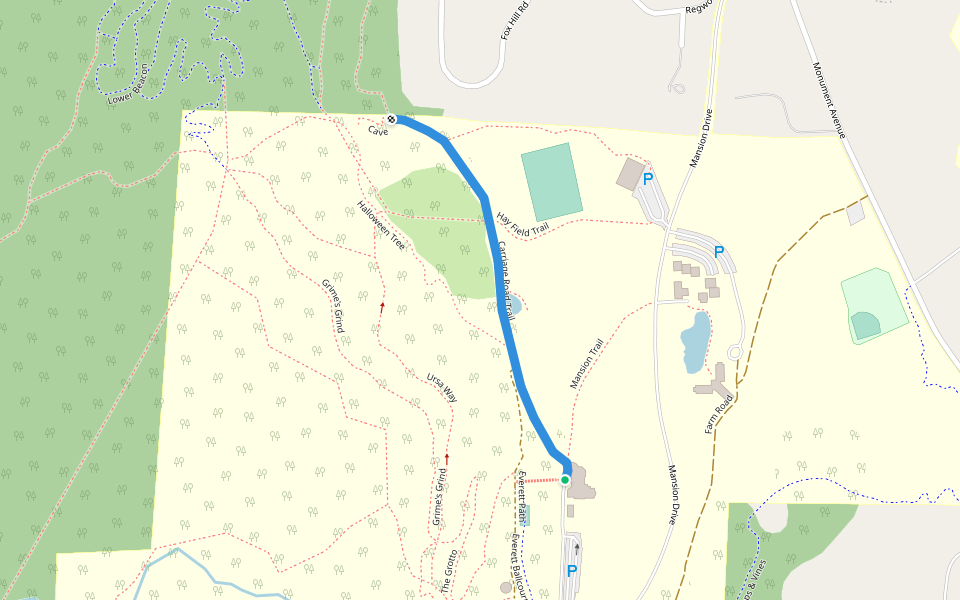 Carriage Road Trail walking route map in Bennington