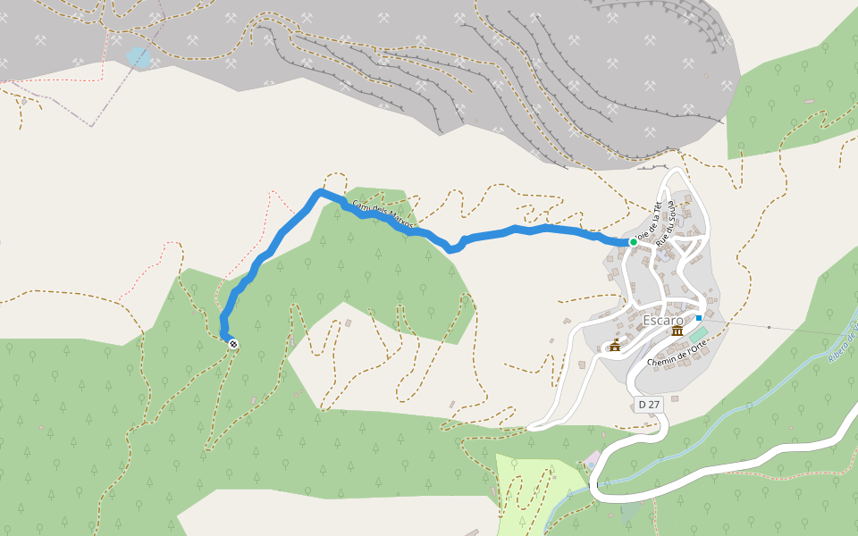 Cami dels Matxos walking route map in Escaro