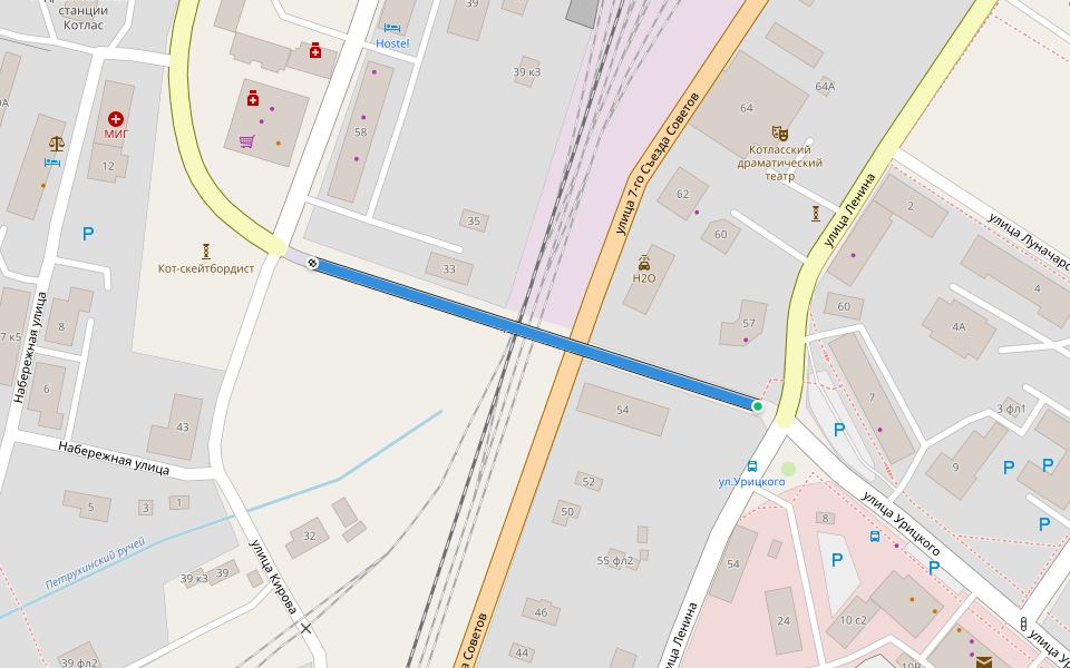 Горбатый мост walking route map in Kotlas