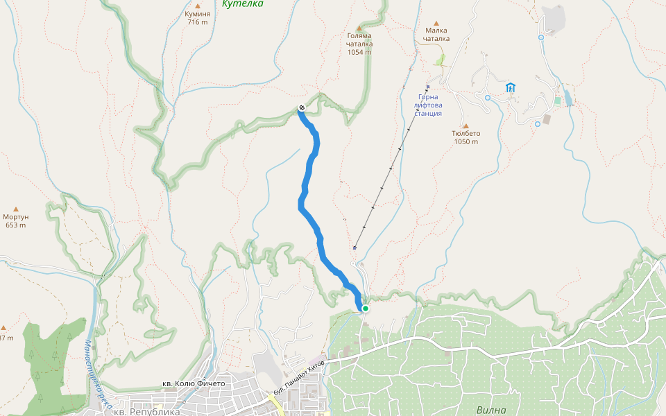 ПЪТЕКАТА НА ГОЧЕВ walking route map in Sliven