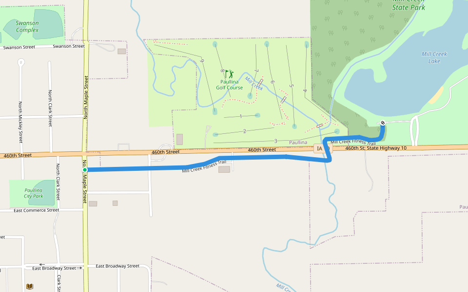 Mill Creek Fitness Trail walking route map in Paullina
